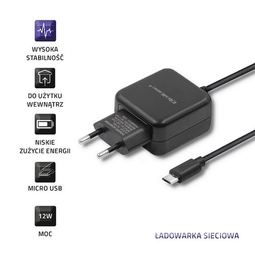 Qoltec Ładowarka sieciowa 5V | 2.4A | 12W | MicroUSB | Czarna na Arena.pl