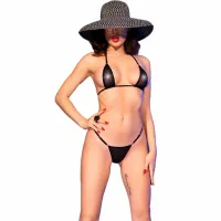 chilirose cr 4840 mikro bikini czarny s/m z ozdobami metalowymi