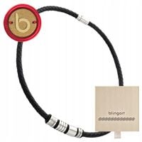 Rzemyk skórzany czarny pleciony naszyjnik męski stal chirurgiczna BLINGART