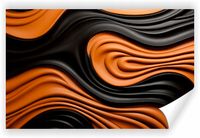 Fototapeta PREMIUM STRUKTURA ZMYWALANA czarne pomarańczowe fale abstrakcja