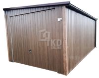 Garaż Blaszany 3,5x5 Brama drewnopodobny - Rynny spad w bok TKD154