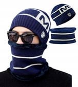 Ciepły Zimowy Męski Komplet Tunel Czapka Komin Na Zimę Ocieplany