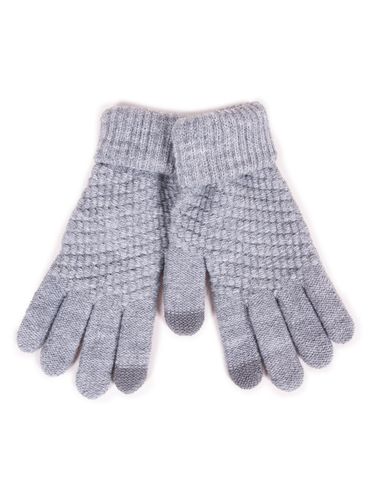 Rękawiczki dziewczęce pięciopalczaste szare ze strukturą 16 YOCLUB na Arena.pl