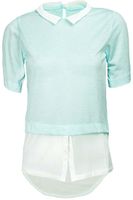 Błękitna Bluzka, Kołnierzyk - 34 / XS