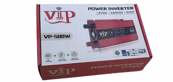 Przetwornica samochodowa 12V 230V 500W IPS USB zdjęcie 5
