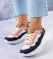 Granatowe sneakersy ze złotym wstawkami Lebrun 38