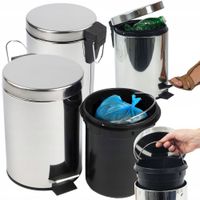 KOSZ NA ŚMIECI ODPADY 3L METALOWY POŁYSK NA PEDAŁ Z WYJMOWANYM WKŁADEM