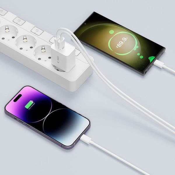 tech-protect c35w 2-port network charger pd35w + lightning cable white zdjęcie 8