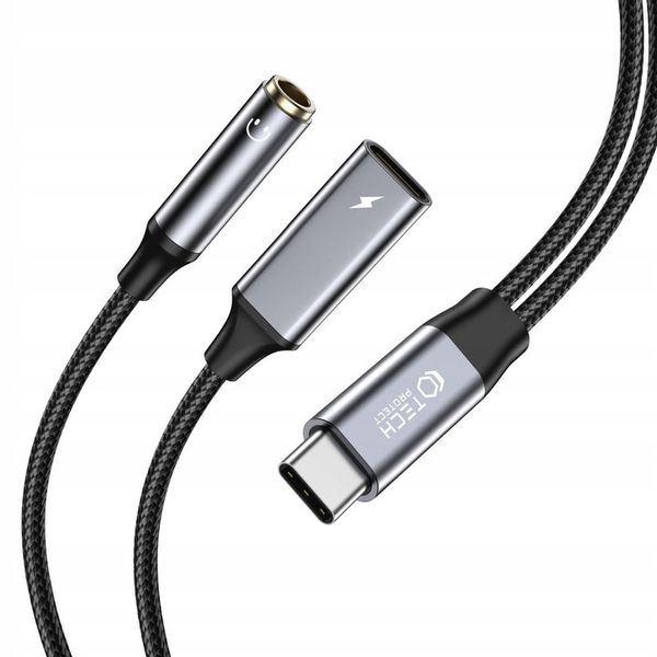 ADAPTER AUDIO + ŁADOWANIE MINI JACK AUX 3.5MM / TYPE-C USB-C PD-60W / 6A zdjęcie 1