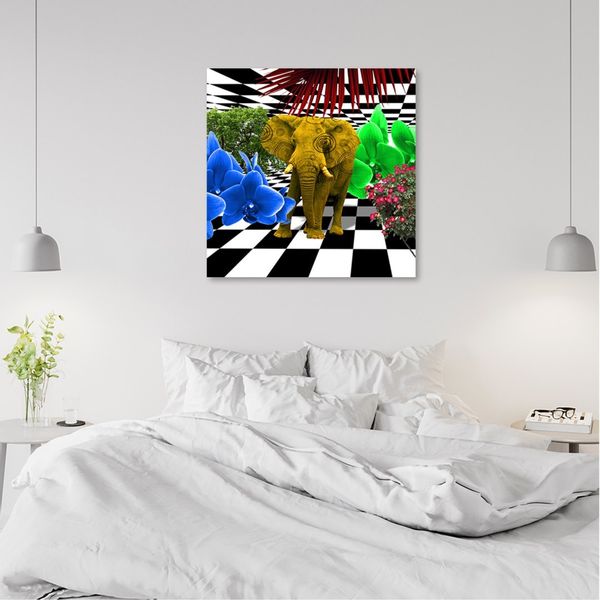 Emaga Obraz na płótnie, Kolorowy słoń - 40x40 zdjęcie 2