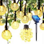 GIRLANDA ŚWIETLNA Solarna Ogrodowa Lampki ogrodowe do ogrodu 50 LED 5m