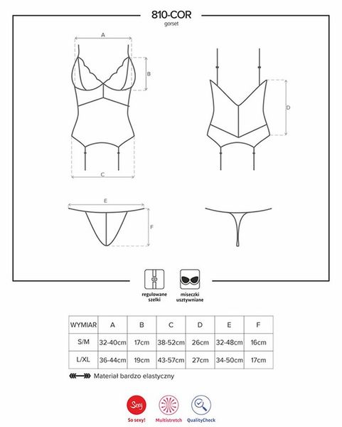 Obsessive gorset i stringi 810-COR Biały, L/XL zdjęcie 16