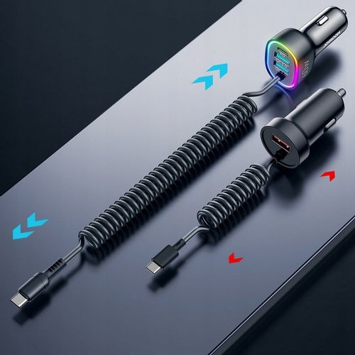 JOYROOM ŁADOWARKA SAMOCHODOWA 2x USB 1x USB C Z KABLEM USB C DO SAMOCHODU na Arena.pl