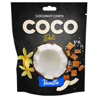 Chipsy Kokosowe o Smaku Wanilii i Słonego Karmelu Coco Deli, 30g