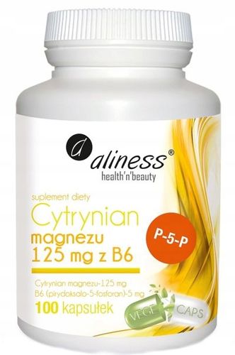 Cytrynian Magnezu z B6(P-5-P) ALINESS 100 kapsułek na Arena.pl