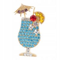 PINETS Imprezowa broszka z cyrkoniami Drink Błękitna Laguna