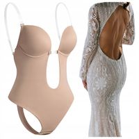 Body Damskie Do Sukienki Bez Pleców Plunge Silikonowe Ramiączka Stringi XL