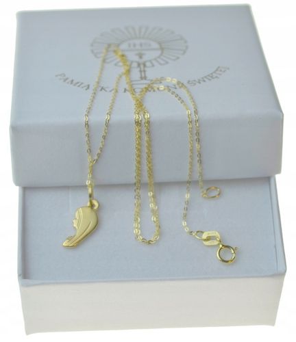 Złoty Łańcuszek z Medalikiem 585 wizerunek Matki Boskiej Na Komunię na Arena.pl