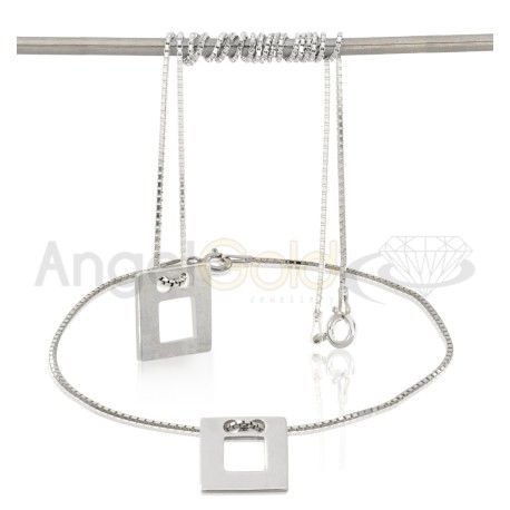 SREBRNY KOMPLET CELEBRYTKI KWADRATY Z DZIURKĄ PRÓBA SREBRA 925 GRAWER GRATIS! zdjęcie 2