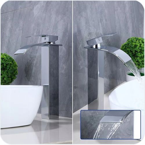 WYSOKA BATERIA UMYWALKOWA STOJĄCA NABLATOWA WODOSPAD ŁAZIENKOWA KRAN CHROM na Arena.pl