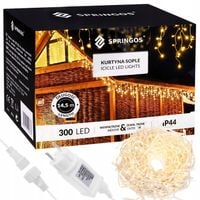 LAMPKI SOPLE 300 LED ZEWNĘTRZNE CHOINKOWE FLASH KURTYNA GIRLANDA ŚWIETLNA