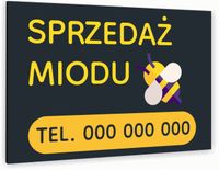 Tabliczka znak informacyjny 40x30 Antracyt SPRZEDAŻ MIODU Nierdzewna