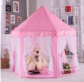 00006104 Różowy namiot pałac zamek z falbankami firanka do zabawy duży