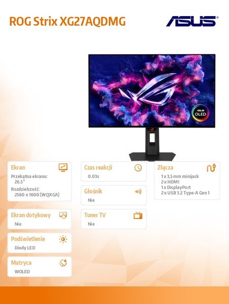 Monitor LED 27" ASUS ROG Strix OLED XG27AQDMGR zdjęcie 8