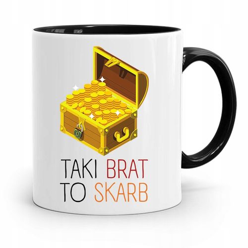 Kubek Czarny Prezent Dla Brata Taki Brat To Skarb Z Nadrukiem Ze Zdjęciem na Arena.pl