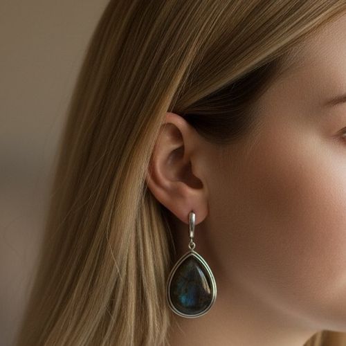Kolczyki z Labradorytem w srebrze oksydowanym na Arena.pl