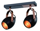 Anica lampa sufitowa listwa czarny 2x40W E14 odbłyśnik złoty