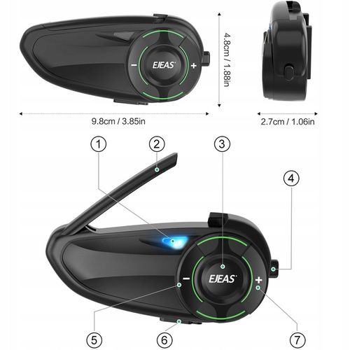INTERKOM MOTOCYKLOWY EJEAS Q8 DO 6 KIEROWCÓW JEDNOCZEŚNIE RADIO FM BT 5.1 na Arena.pl