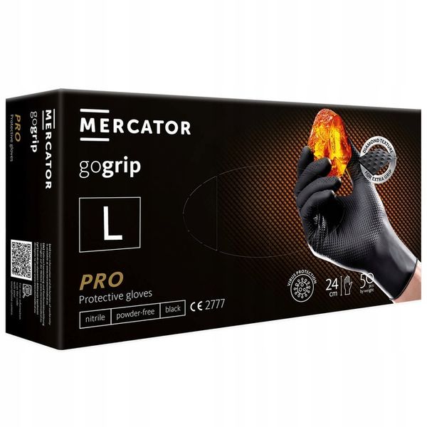 Rękawice Nitrylowe Mercator GOGRIP BLACK Czarne a50 L zdjęcie 13