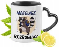 Kubek Czarny Z Uszkiem W Kształcie Serca Dla Mateusza Idealny Na Prezent
