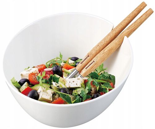 BIAŁA Porcelanowa misa 23cm do Sałaty sałatek z łyżkami Miska Duża na Arena.pl