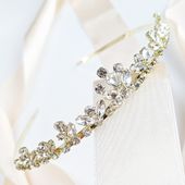 Złota tiara DIADEM korona delikatna błyszcząca ozdobna