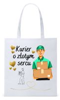 Dla Kuriera Dostawcy Torba Eco Biała Shopper Z Nadrukiem Ze Zdjęciem