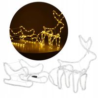 Duży Świecący Renifer z Saniami 144 LED Światło Ciepłe Białe Ozdoba Lampki