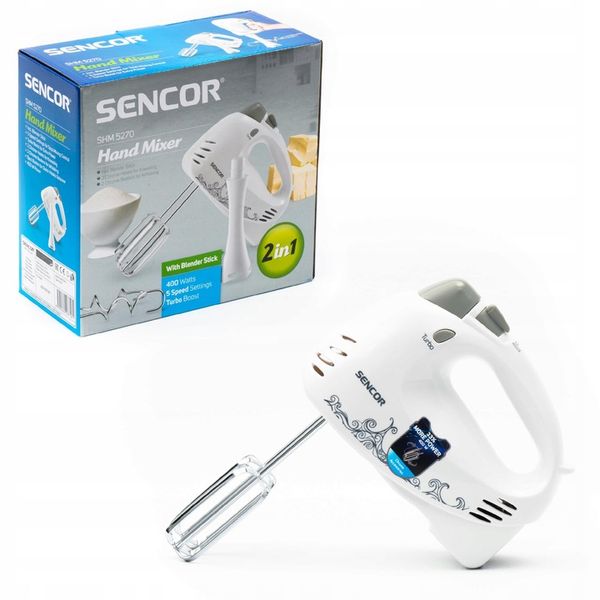 Lekki mikser ręczny blender CICHY 400W TURBO 5 pręd Sencor SHM 5270-EUE3 zdjęcie 1
