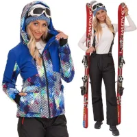 KOLOROWE WZORKI DAMSKI ZIMOWY KOMBINEZON NA STOK NARCIARSKI NA NARTY S