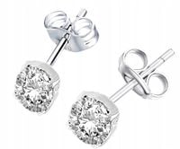 KOLCZYKI SREBRNE 925 CYRKONIE SZTYFTY WKRĘTKI ELEGANCKIE ZATYCZKI Swarovski