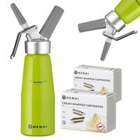 SYFON DO BITEJ ŚMIETANY 0,5L ZIELONY DEKORATOR + 20 NABOI N2O HENDI 975879