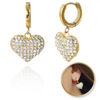 Kolczyki Ze Stali Szlachetnej Platerowane 14K Złotem Serca Cyrkonie Kst3348
