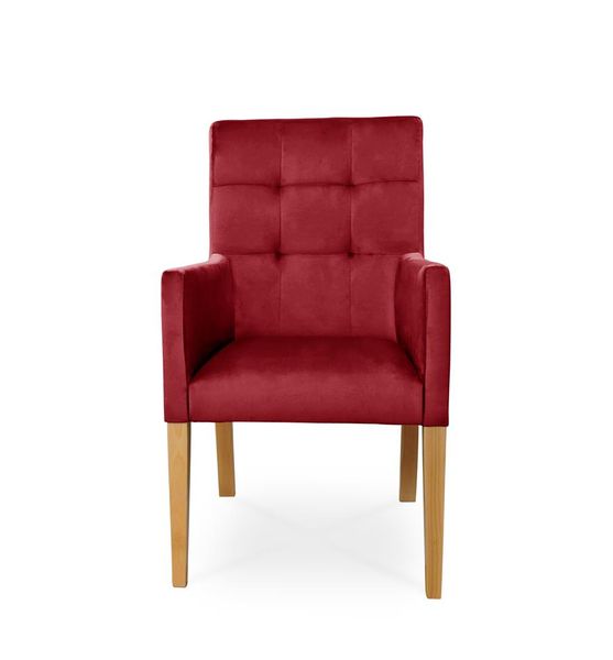 Fotel CAROL / czerwony / noga dąb / R61 zdjęcie 3
