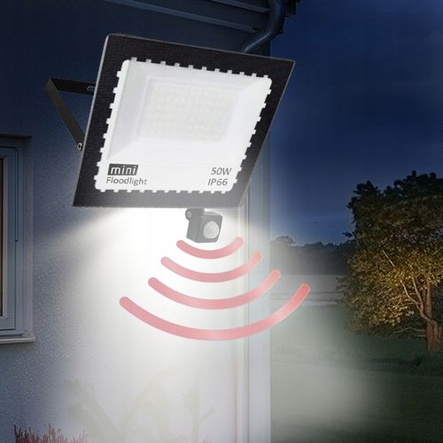 HALOGEN LED 50W NAŚWIETLACZ SLIM CZUJNIK RUCHU ZEWNĘTRZNY DO MAGAZYNU na Arena.pl
