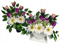 Stroik na cmentarz GRÓB kompozycja ZESTAW wazon SERCE sztuczne kwiaty