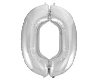 BALON FOLIOWY CYFRA 0 SREBRNA 92 CM GODAN