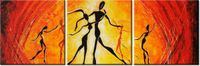70 90CM OBRAZ 3 ELEM AFRYKAŃSCY TANCERZE ŚCIENNY DRUK PŁÓTNO