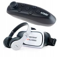 ZESTAW GOGLE VR 360 OKULARY 3D DO TELEFONU Z KONTOLEREM BT I SŁUCHAWKAMI