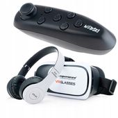ZESTAW GOGLE VR 360 OKULARY 3D DO TELEFONU Z KONTOLEREM BT I SŁUCHAWKAMI